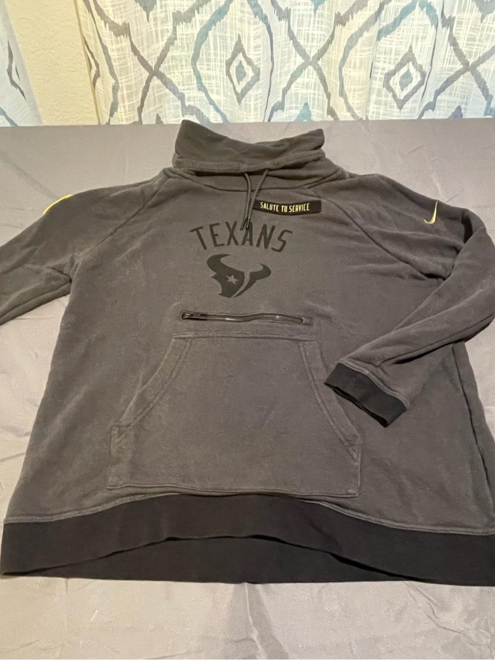 Nike Texans Salute to Service Funnel Neck Pullover - Black with Gold